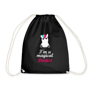 magical dentist tooth fairy, dental floss, cave, toothbrush - Drawstring Bag - black - Front