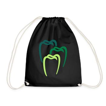 Zahn 4 Zahnarzt Dental Dentist - Turnbeutel - Schwarz - Vorne