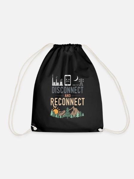 Disconnect And Reconnect - Drawstring Bag - black