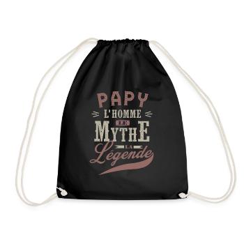 PAPY Der Mann die Legende die Legende Weihnachtsgeschenkparty - Turnbeutel - Schwarz - Vorne