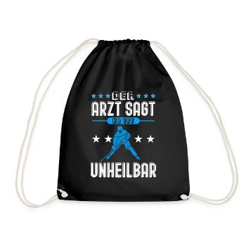 Eishockey spielen cooler Spruch - Turnbeutel - Schwarz - Vorne