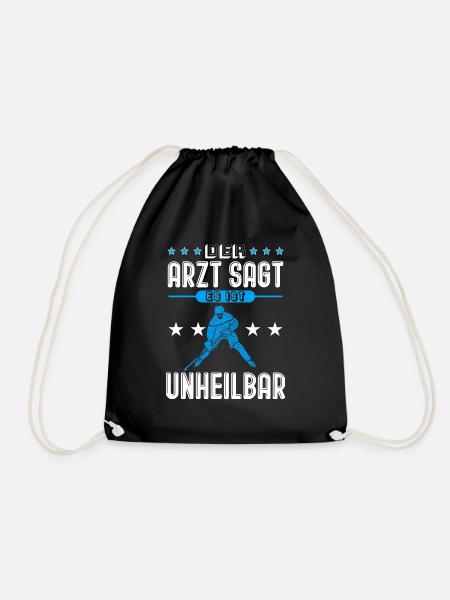 Eishockey spielen cooler Spruch - Turnbeutel - Schwarz