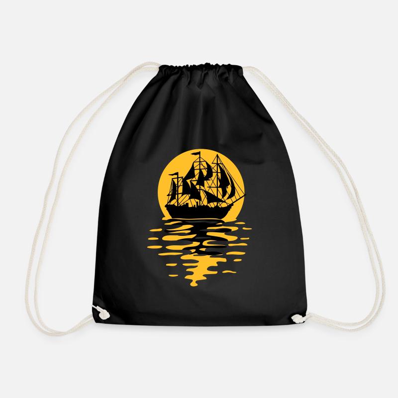 Segelschiff Silhouette Design - Turnbeutel - Schwarz