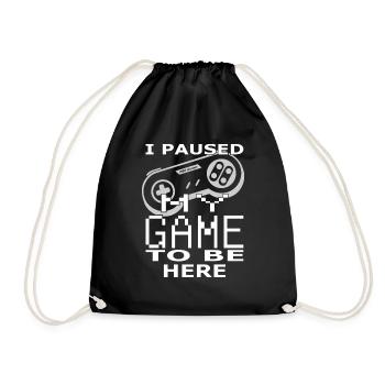 I paused my Game - Drawstring Bag - black - Front
