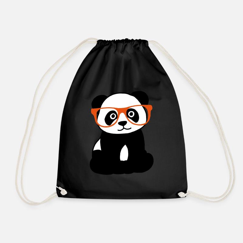 Panda mit Brille - Turnbeutel - Schwarz