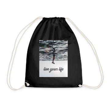 Beautiful saying - Live your life - Drawstring Bag - black - Front