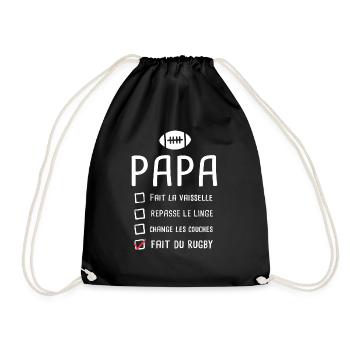 Papa rugbyman fête des pères cadeau drôle rugby - Sac de sport léger - noir - Devant