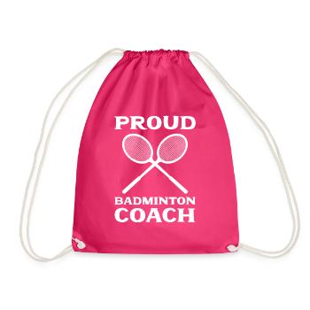 Badminton Proud- Badminton Coach - Drawstring Bag - fuchsia - Front