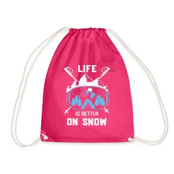 Winter Sports Life is better on Snow Skiing Ski - Turnbeutel - Fuchsia - Vorne