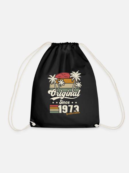 Gift 1973 Years Anniversary Vintage born in 1973 - Drawstring Bag - black