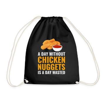 Chicken Nuggets Fast Food Lustiger Spruch - Turnbeutel - Schwarz - Vorne