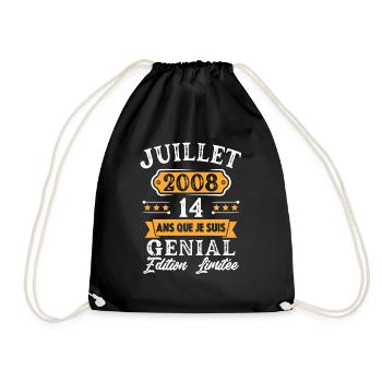 Cadeau D'anniversaire 14 Ans juillet 2008 Rétro - Sac de sport léger - noir - Devant