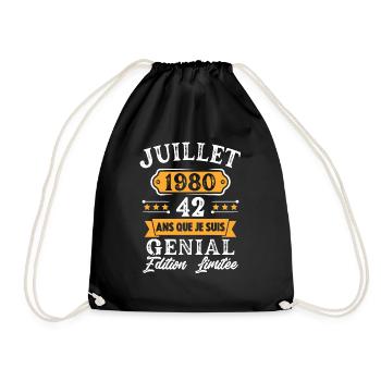 Cadeau D'anniversaire 42 Ans juillet 1980 Rétro - Sac de sport léger - noir - Devant