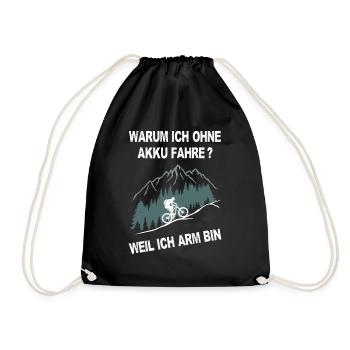 E-Bike, Mountainbike, bergauf, radfahren, Berge - Turnbeutel - Schwarz - Vorne