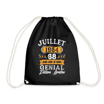 Cadeau D'anniversaire 68 Ans juillet 1954 Rétro - Sac de sport léger - noir - Devant