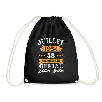 Cadeau D'anniversaire 58 Ans juillet 1964 Rétro - Sac de sport léger - noir - Devant