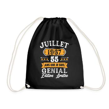 Cadeau D'anniversaire 55 Ans juillet 1967 Rétro - Sac de sport léger - noir - Devant