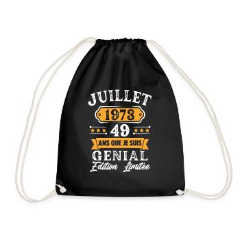 Cadeau D'anniversaire 49 Ans juillet 1973 Rétro - Sac de sport léger - noir - Devant