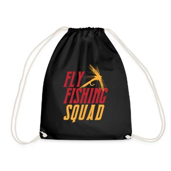 Fishing Squad Team Angler Fly Fishing - Drawstring Bag - black - Front