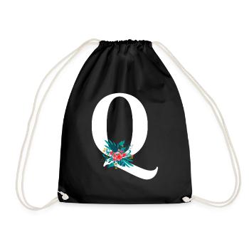 lettre Q fleuris - Sac de sport léger - noir - Devant