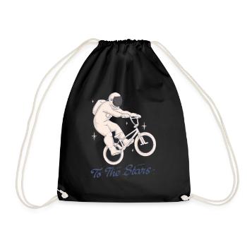 astronaute cycliste à vélo vers les étoiles - Sac de sport léger - noir - Devant