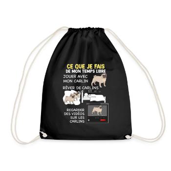 Temps Libre avec chien carlin Petit CHien De Race - Sac de sport léger - noir - Devant
