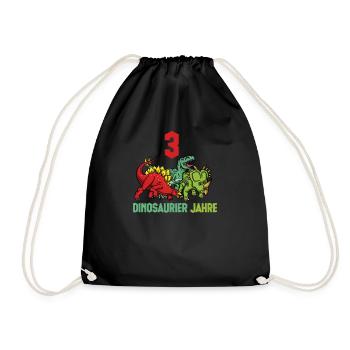 Dinosaure 3 ans anniversaire de garçon - Sac de sport léger - noir - Devant