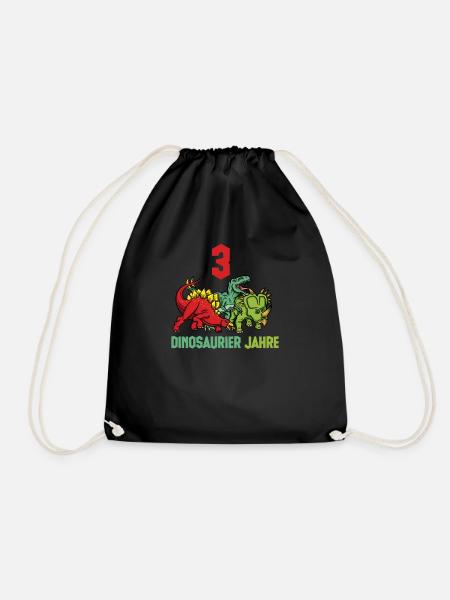 Dinosaurier 3 Jahre Junge geburtstag - Turnbeutel - Schwarz