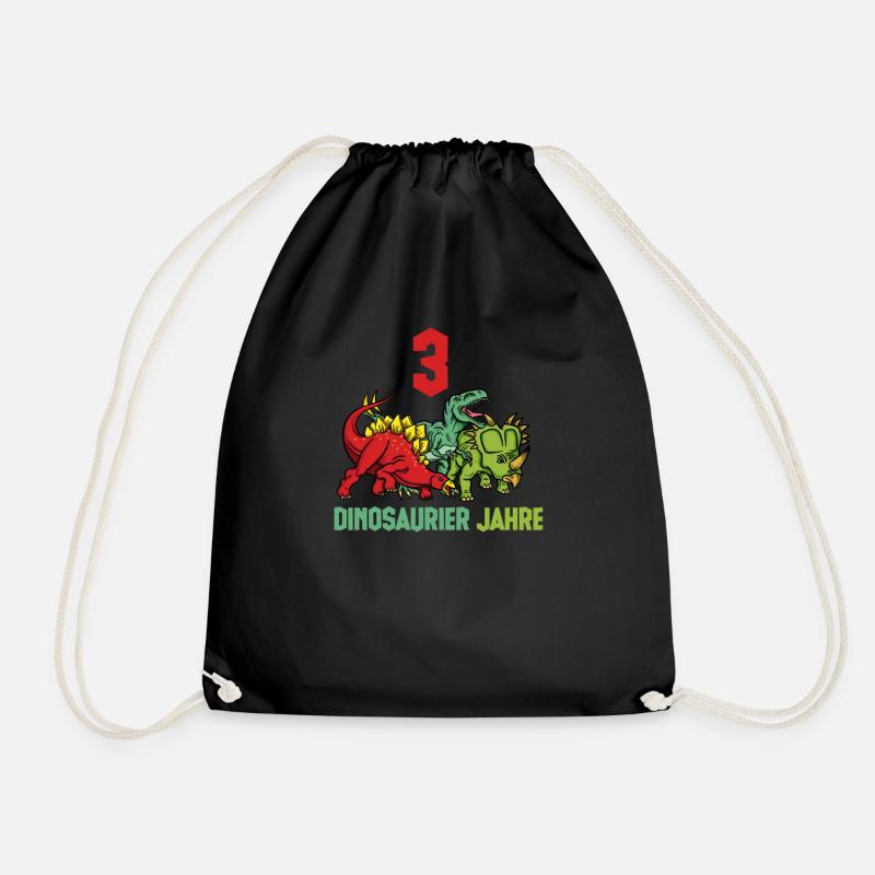 Dinosaurier 3 Jahre Junge geburtstag - Turnbeutel - Schwarz