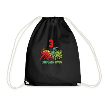 Dinosaur Dino Life 3 Three - Drawstring Bag - black - Front