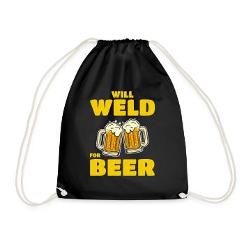 Welding Welder Metal Construction Ironworker Beer - Drawstring Bag - black - Front