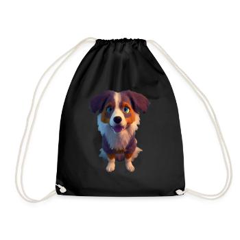 Aussie Dog - Australian Shepherd - Drawstring Bag - black - Front