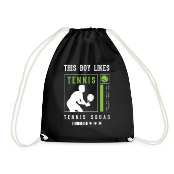 Boy Likes Tennis Holiday Ball Sports Hobby - Drawstring Bag - black - Front