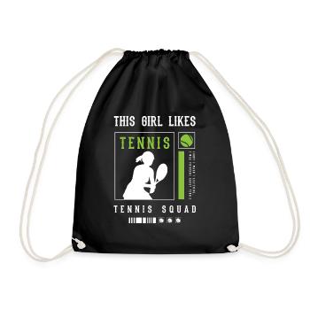 Fille aime le tennis, la balle d'été, les sports, - Sac de sport léger - noir - Devant