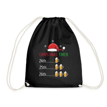 Christmas Timer Retro Funny Beer Lover Designs - Drawstring Bag - black - Front