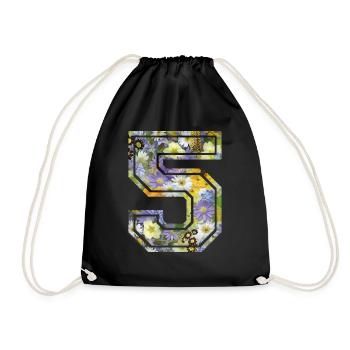 Number 5 flower, Football team, university basketball - Drawstring Bag - black - Front