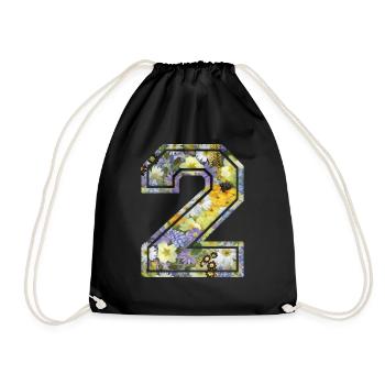 Number 2 flower, Football team, university basketball - Drawstring Bag - black - Front