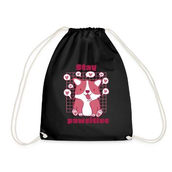 Stay PAWSITIVE Retro Awesome Cute Dog Lover - Turnbeutel - Schwarz - Vorne