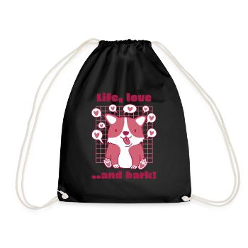Life Love & Barks Retro Drôle Mignon Dog Lover - Sac de sport léger - noir - Devant