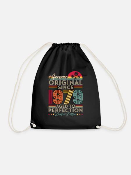 1979 Vintage Original Retro Birthday Gift - Drawstring Bag - black