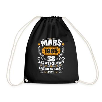 Cadeau D'anniversaire 38 Ans Mars 1985 Vintage - Sac de sport léger - noir - Devant