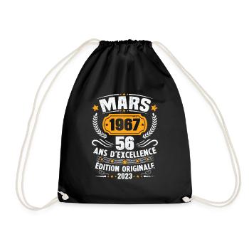 Cadeau D'anniversaire 56 Ans Mars 1967 Vintage - Sac de sport léger - noir - Devant