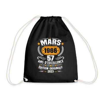 Cadeau D'anniversaire 57 Ans Mars 1966 Vintage - Sac de sport léger - noir - Devant