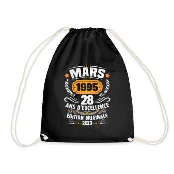 Cadeau D'anniversaire 28 Ans Mars 1995 Vintage - Sac de sport léger - noir - Devant