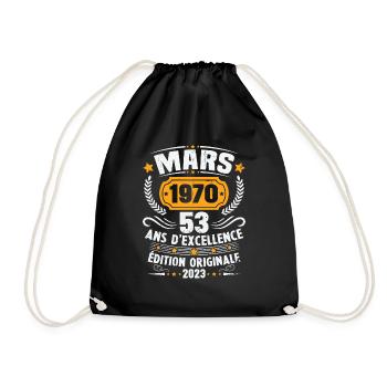 Cadeau D'anniversaire 53 Ans Mars 1970 Vintage - Sac de sport léger - noir - Devant