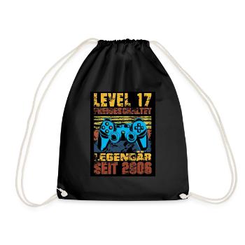 LEVEL 17, 17 Geburtstag, Legendär seit 2006 - Turnbeutel - Schwarz - Vorne