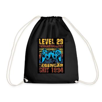 LEVEL 29, 29. Geburtstag, Legendär seit 1994 - Turnbeutel - Schwarz - Vorne