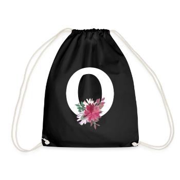 Floral letter - Drawstring Bag - black - Front