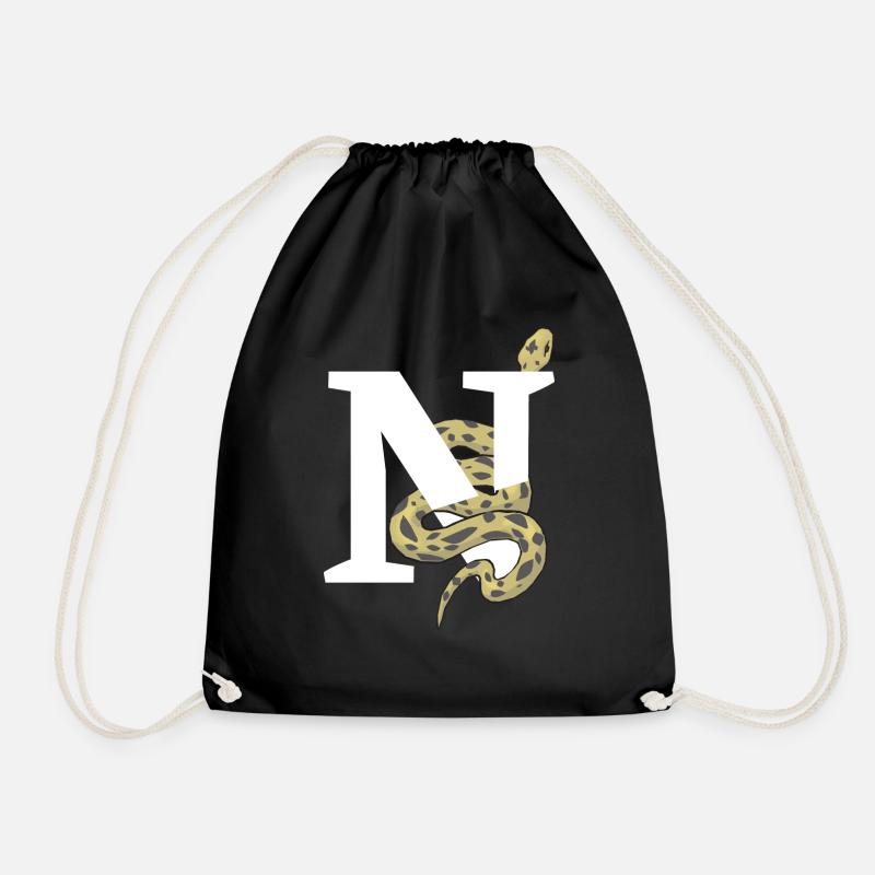 Letter n snake - Drawstring Bag - black