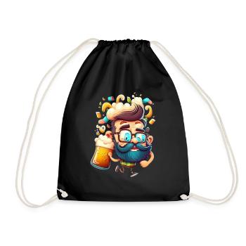 Drôle d’homme avec barbe et bière - Sac de sport léger - noir - Devant